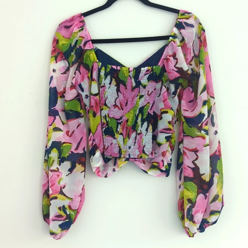 Abercrombie &‎ Fitch Floral Rouched Sweetheart Neckline Blouse Top Women Size M